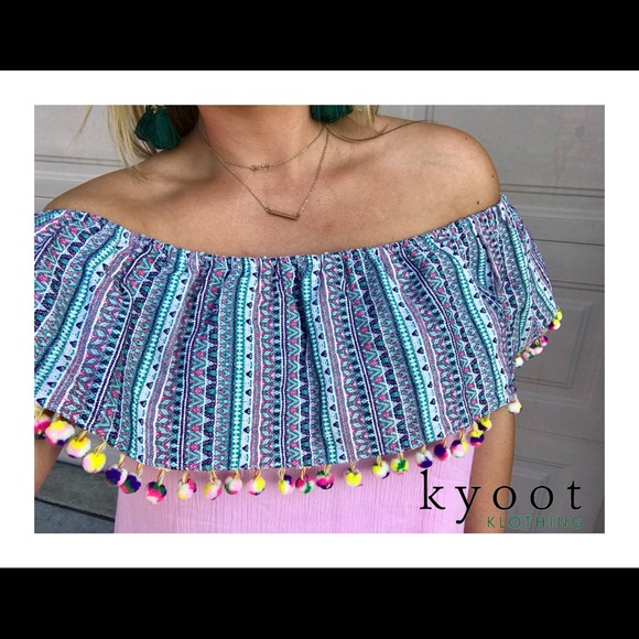 Off Shoulder Pom Pom Dress - Picture 2 of 2